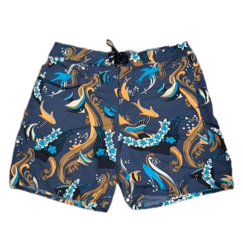 Patagonia Wavefarer Baggies Board Shorts Men 35 Tropical Fish Drawstring Unlined